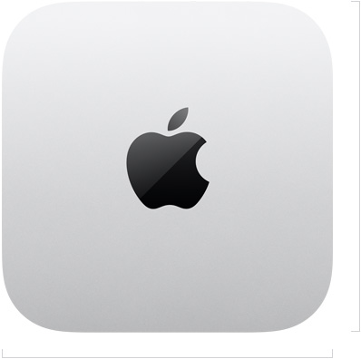 Mac mini, top-down view showing the Apple logo